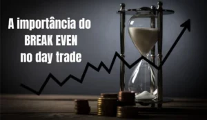 Importância do break even no day trade com gráfico e relógio
