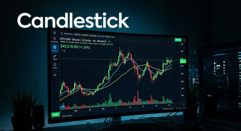Gráfico de velas com cotações de Bitcoin