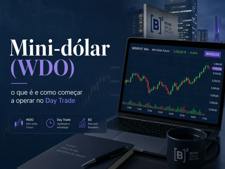 Tela de laptop com gráfico do mini-dólar (WDO)